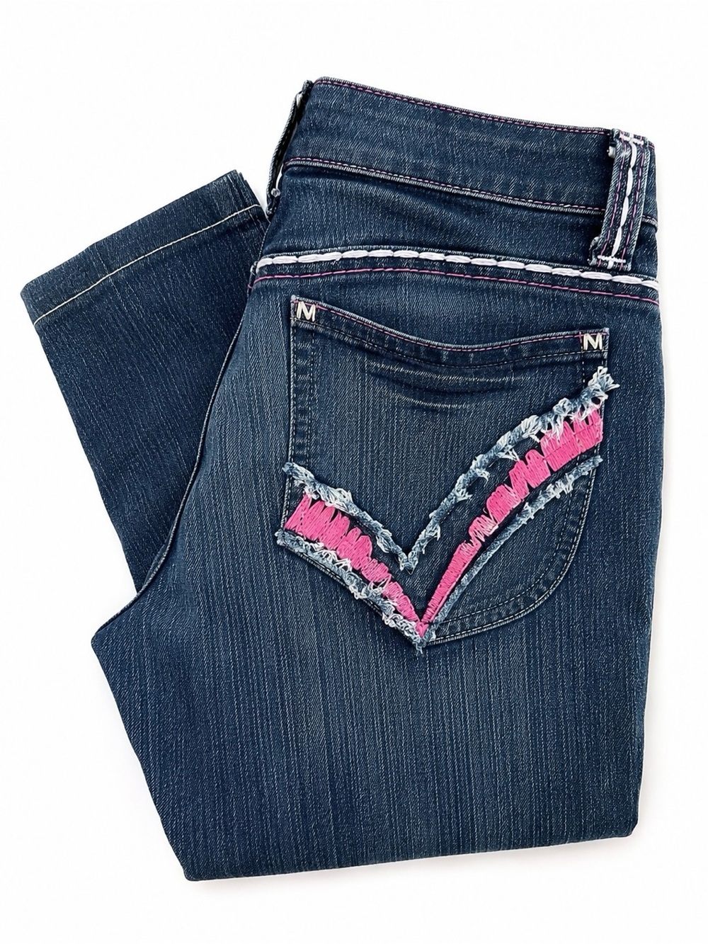 Cache Y2K Stretch Straight Leg Jeans Pink Stitch Size 4 Tell Me Lies Screen Worn